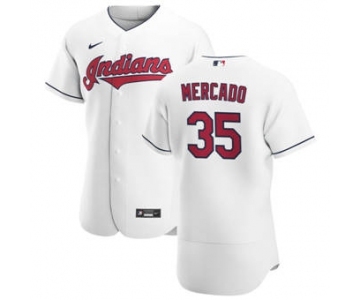 Men's Nike Cleveland Indians #35 Oscar Mercado White Home 2020 Authentic Team Baseball Jersey