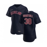 Men's Nike Cleveland Indians #38 Cal Quantrill Navy Alternate 2020 Authentic Player Baseball Jersey