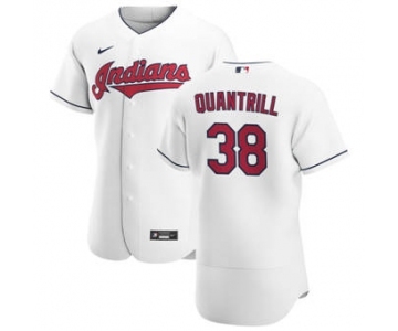 Men's Nike Cleveland Indians #38 Cal Quantrill White Home 2020 Authentic Team Baseball Jersey