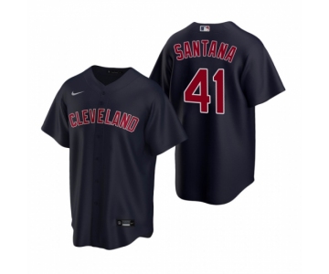 Men's Nike Cleveland Indians #41 Carlos Santana Navy Alternate Stitched Baseball Jersey