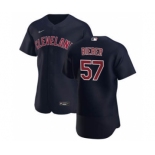 Men's Nike Cleveland Indians #57 Shane Bieber Navy Alternate 2020 Authentic Player Baseball Jersey