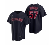 Men's Nike Cleveland Indians #57 Shane Bieber Navy Alternate Stitched Baseball Jersey