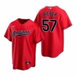 Men's Nike Cleveland Indians #57 Shane Bieber Red Alternate Stitched Baseball Jersey