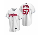 Men's Nike Cleveland Indians #57 Shane Bieber White Home Stitched Baseball Jersey