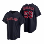 Men's Nike Cleveland Indians #59 Carlos Carrasco Navy Alternate Stitched Baseball Jersey