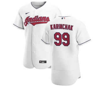 Men's Nike Cleveland Indians #99 James Karinchak White Home 2020 Authentic Team Baseball Jersey