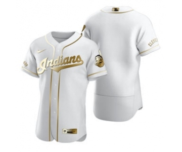 Men's Nike Cleveland Indians Blank White 2020 Authentic Golden Edition Baseball Jersey