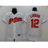 Men's Nike Indians #12 Francisco Lindor White 2020 Baseball Flexbase Jersey