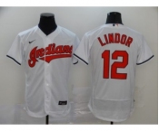 Men's Nike Indians #12 Francisco Lindor White 2020 Baseball Flexbase Jersey