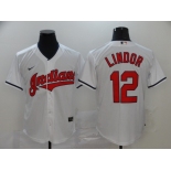 Nike Men's Cleveland Indians #12 Francisco Lindor Replica White Home Cool Base Baseball Jersey