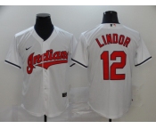 Nike Men's Cleveland Indians #12 Francisco Lindor Replica White Home Cool Base Baseball Jersey