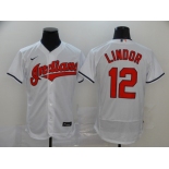 Nike Men's Cleveland Indians #12 Francisco Lindor White Home Flex Base Authentic Collection Baseball Jersey