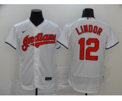 Nike Men's Cleveland Indians #12 Francisco Lindor White Home Flex Base Authentic Collection Baseball Jersey