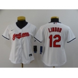 Women's Indians #12 Francisco Lindor White 2020 Baseball Cool Base Jersey