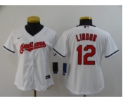 Women's Indians #12 Francisco Lindor White 2020 Baseball Cool Base Jersey