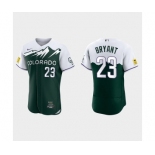 Men's Colorado Rockies #23 Kris Bryant Green 2022 City Connect Flex Base Stitched Baseball Jersey