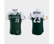 Men's Colorado Rockies #23 Kris Bryant Green 2022 City Connect Flex Base Stitched Baseball Jersey