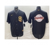 Men San Diego Padres Black Team Big Logo Cool Base Stitched Baseball Jersey 2