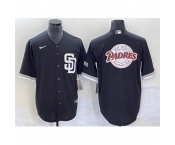 Men San Diego Padres Black Team Big Logo Cool Base Stitched Baseball Jersey