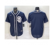 Men San Diego Padres Blank Navy Cool Base Stitched Baseball Jersey