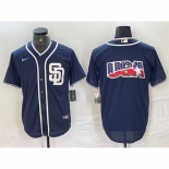 Men San Diego Padres Navy Team Big Logo Cool Base Stitched Baseball Jersey 6