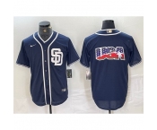 Men San Diego Padres Navy Team Big Logo Cool Base Stitched Baseball Jersey 6