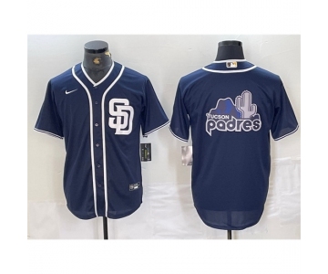 Men San Diego Padres Navy Team Big Logo Cool Base Stitched Baseball Jersey