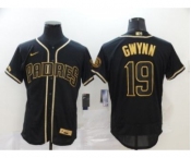 Men's Nike Padres #19 Tony Gwynn Black Gold 2020 Baseball FlexBase Jersey