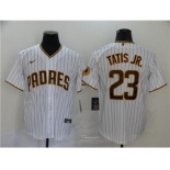 Men's Nike Padres #23 Fernando Tatis Jr. White Strip 2020 Baseball Cool Base Jersey