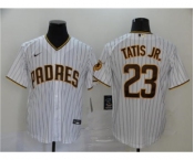 Men's Nike Padres #23 Fernando Tatis Jr. White Strip 2020 Baseball Cool Base Jersey