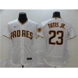 Men's Nike Padres #23 Fernando Tatis Jr. White Strip 2020 Baseball Flexbase Jersey