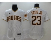 Men's Nike Padres #23 Fernando Tatis Jr. White Strip 2020 Baseball Flexbase Jersey