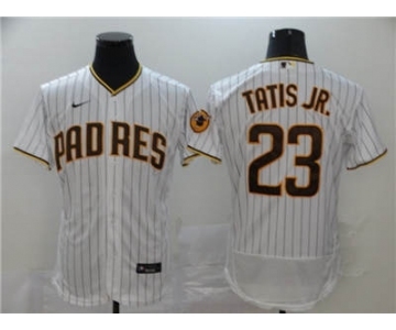 Men's Nike Padres #23 Fernando Tatis Jr. White Strip 2020 Baseball Flexbase Jersey