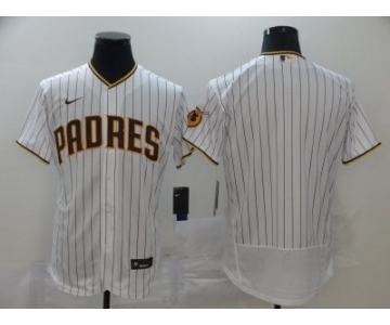 Men's Nike Padres Blank White Strip 2020 Baseball Flexbase Jersey