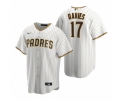 Men's Nike San Diego Padres #17 Zach Davies White Brown Home Stitched Baseball Jersey