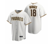 Men's Nike San Diego Padres #18 Austin Hedges White Brown Home Stitched Baseball Jersey