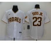 Men's Nike San Diego Padres #23 Fernando Tatis Jr. White Brown Home Stitched Baseball Jersey