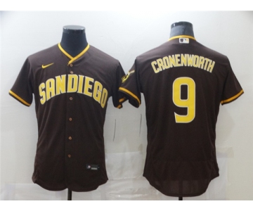 Men's Nike San Diego Padres #9 Jake Cronenworth  Brown Alternate Flex Base Authentic Collection Baseball Jersey