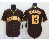 Men's Nike San Diego Padres#13 Manny Machado Replica Brown Alternate Cool Base Baseball Player Jersey