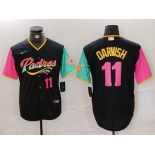 Men's San Diego Padres #11 Yu Darvish Black Player Number Fashion Baseball Jersey