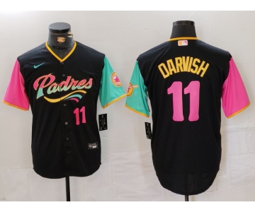 Men's San Diego Padres #11 Yu Darvish Black Player Number Fashion Baseball Jersey