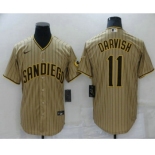 Men's San Diego Padres #11 Yu Darvish Brown Team Logo Stitched MLB Cool Base Nike Jersey