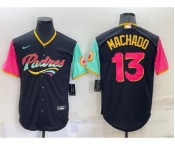 Men's San Diego Padres #13 Manny Machado Black 2022 City Connect Cool Base Stitched Jersey