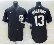 Men's San Diego Padres #13 Manny Machado Black 2023 Cool Base Stitched Jersey 1