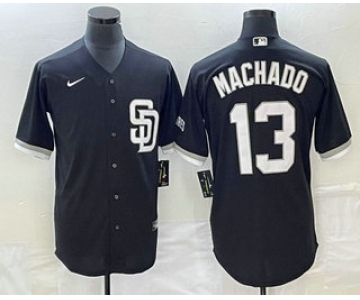 Men's San Diego Padres #13 Manny Machado Black 2023 Cool Base Stitched Jersey 1