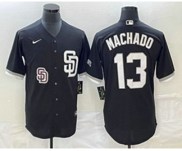 Men's San Diego Padres #13 Manny Machado Black 2023 Cool Base Stitched Jersey