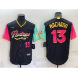 Men's San Diego Padres #13 Manny Machado Black Number 2022 City Connect Cool Base Stitched Jersey