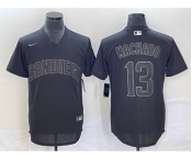 Men's San Diego Padres #13 Manny Machado Black Pullover Turn Back The Clock Stitched Cool Base Jersey