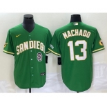 Men's San Diego Padres #13 Manny Machado Green Cool Base Stitched Baseball Jersey 1