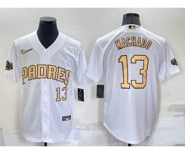 Men's San Diego Padres #13 Manny Machado Number White 2022 All Star Stitched Cool Base Nike Jersey